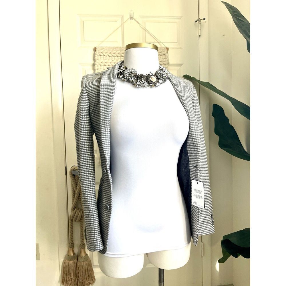 ASOS‎ Houndstooth Blazer NEW Size 32 Unisex White Gray 2-Button Sports Jacket